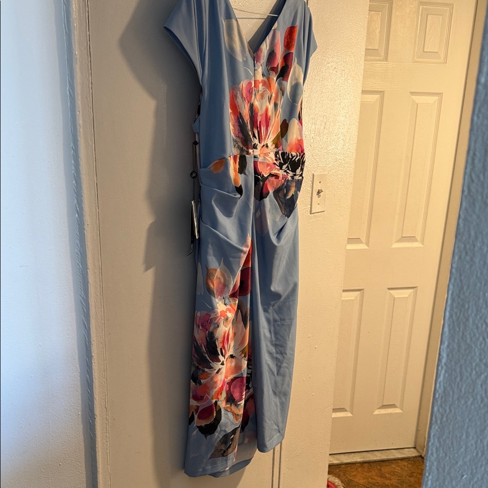 Adrianna Papell Blue Floral Dress - Picture 4 of 8